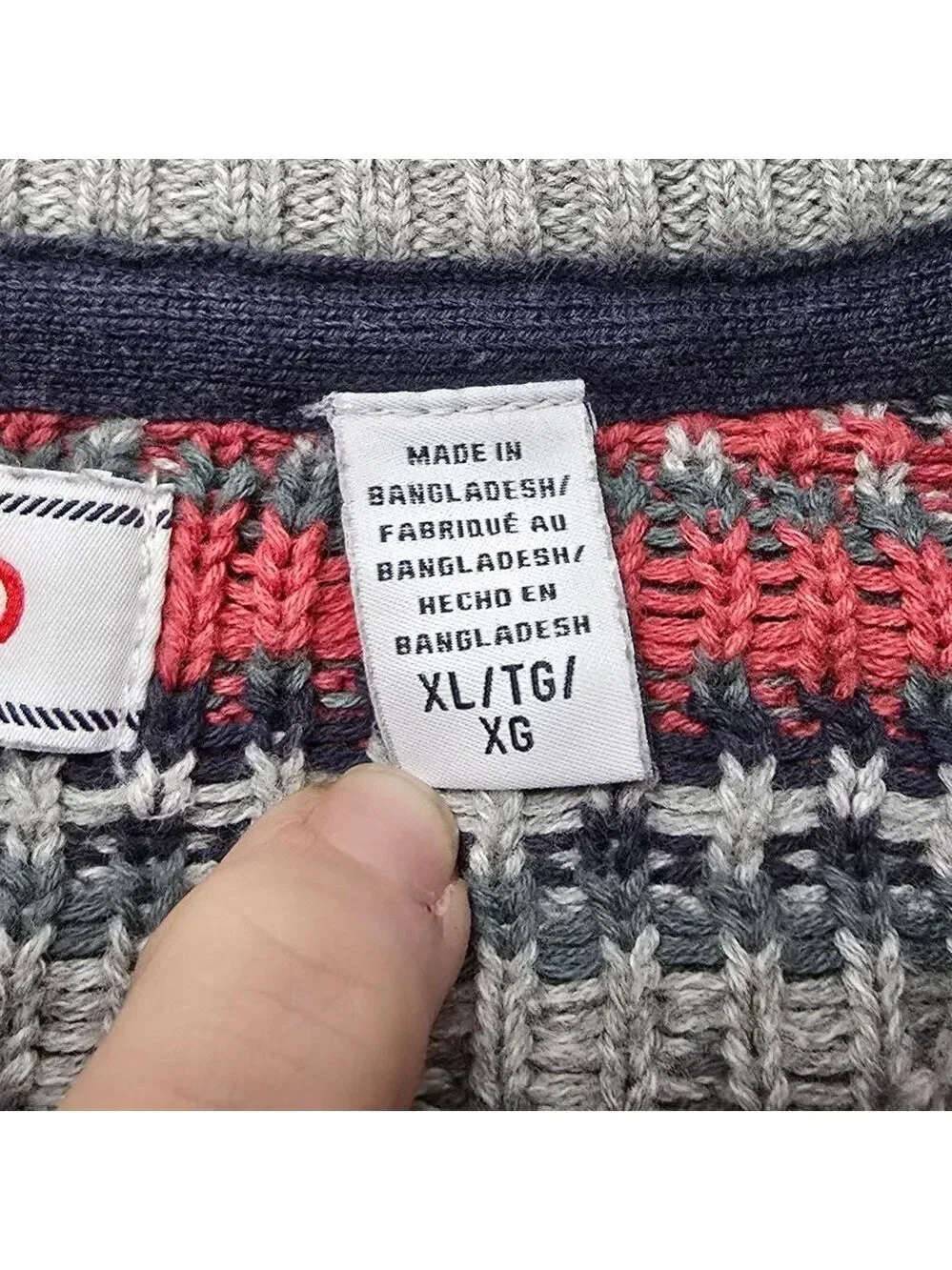 Izod Saltwater Harbor Fair Isle Quarter Button Knit Sweater Sz XL